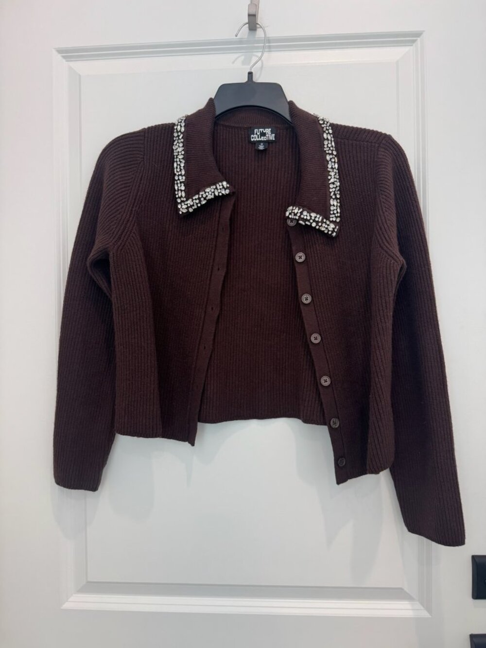 Target Future Collective Women's Embellished Collar Cardigan Sweater - Picture 2 of 5